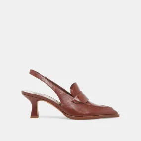 ADELE HEELS BROWN CRINKLE PATENT LEATHER