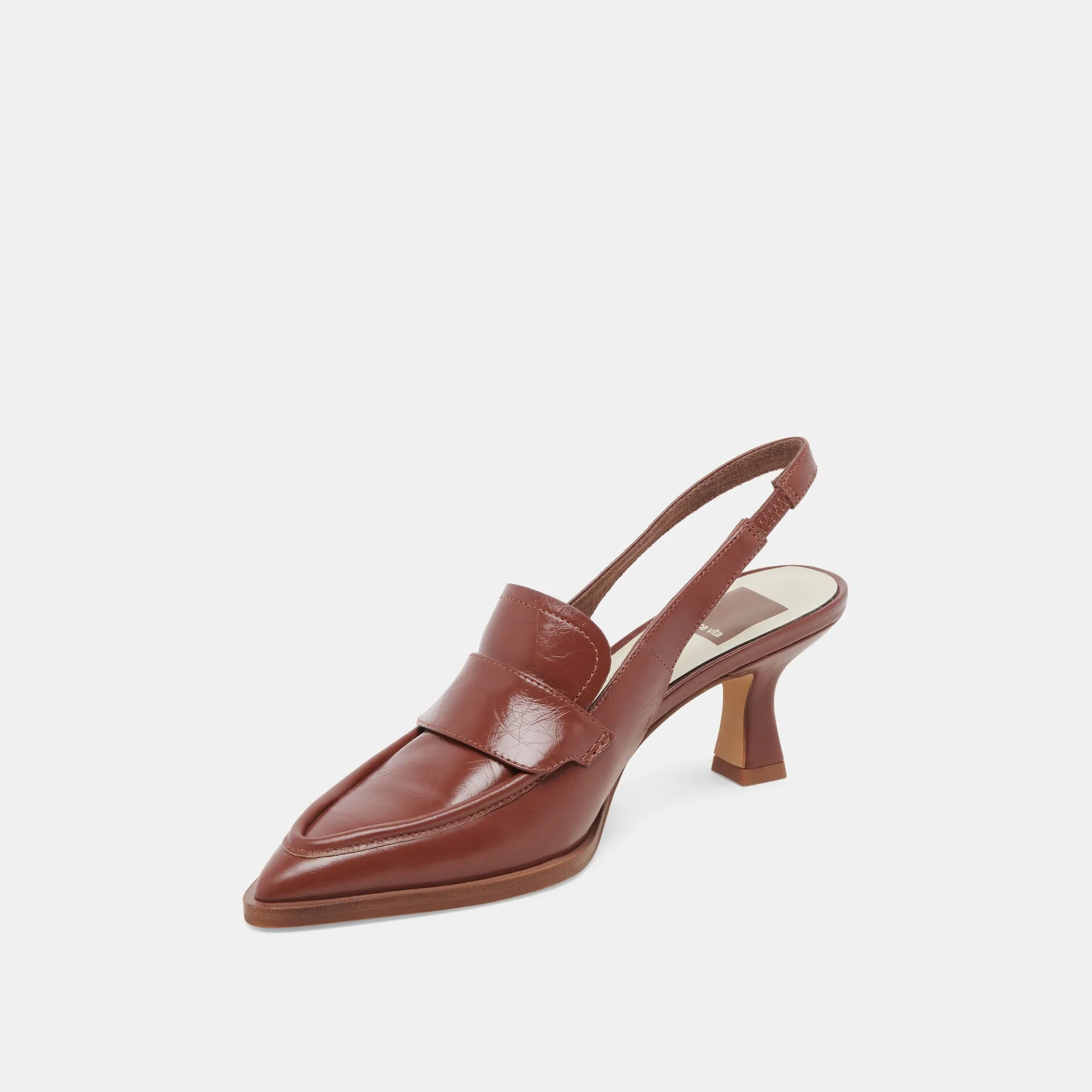 ADELE HEELS BROWN CRINKLE PATENT LEATHER