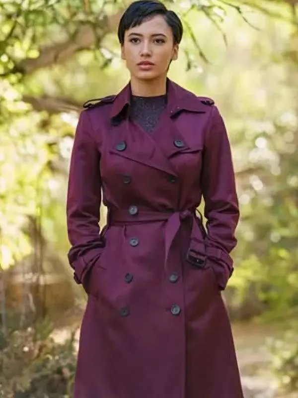 Andy Allo Upload Maroon Trench Coat