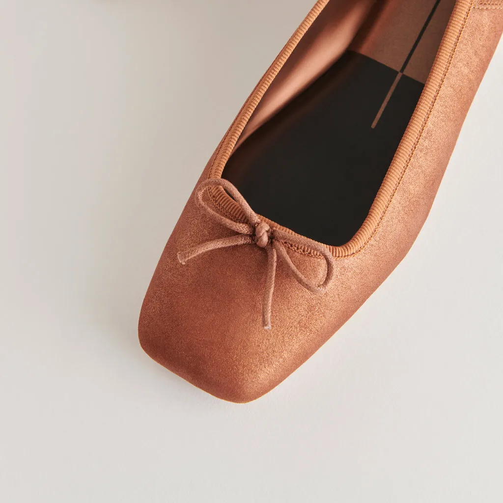 ANISA Ballet Flats Copper Metallic Suede | Designer Suede Ballet Flats– Dolce Vita 6908072394818