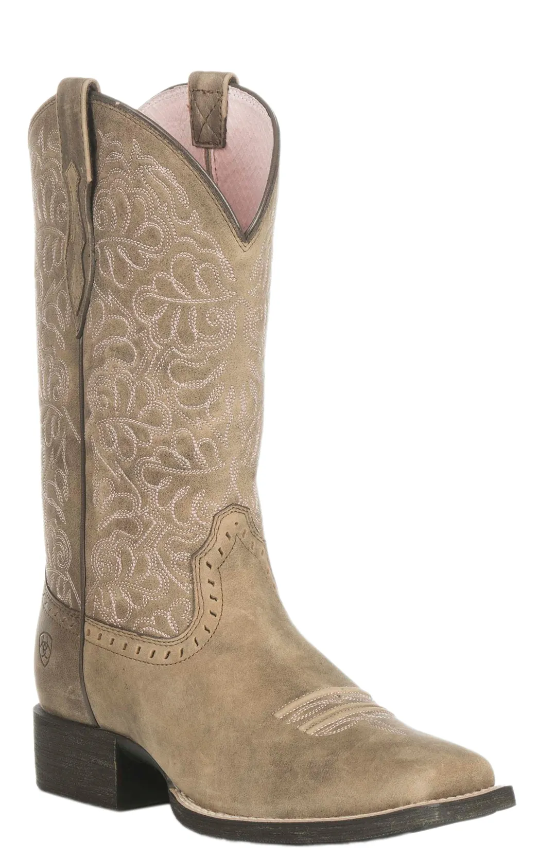 Ariat Women's Round Up Remuda Tan Western Wide Square Toe Cowboy Boots