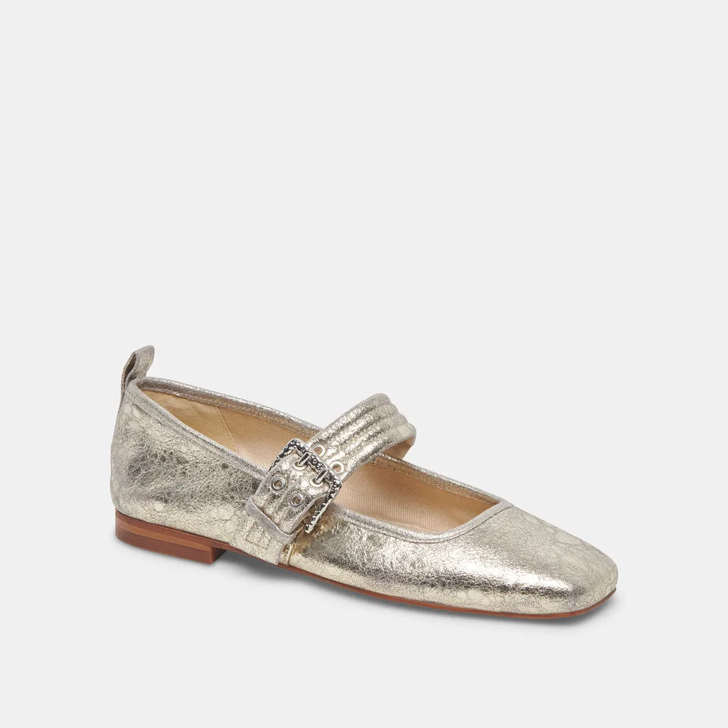 ARORA Ballet Flats Platinum Distressed Leather | Designer Ballet Flats– Dolce Vita 6908072558658