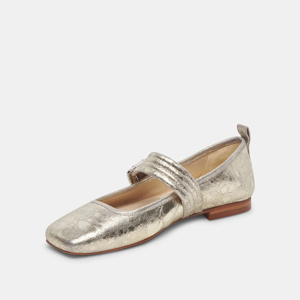 ARORA Ballet Flats Platinum Distressed Leather | Designer Ballet Flats– Dolce Vita 6908072558658