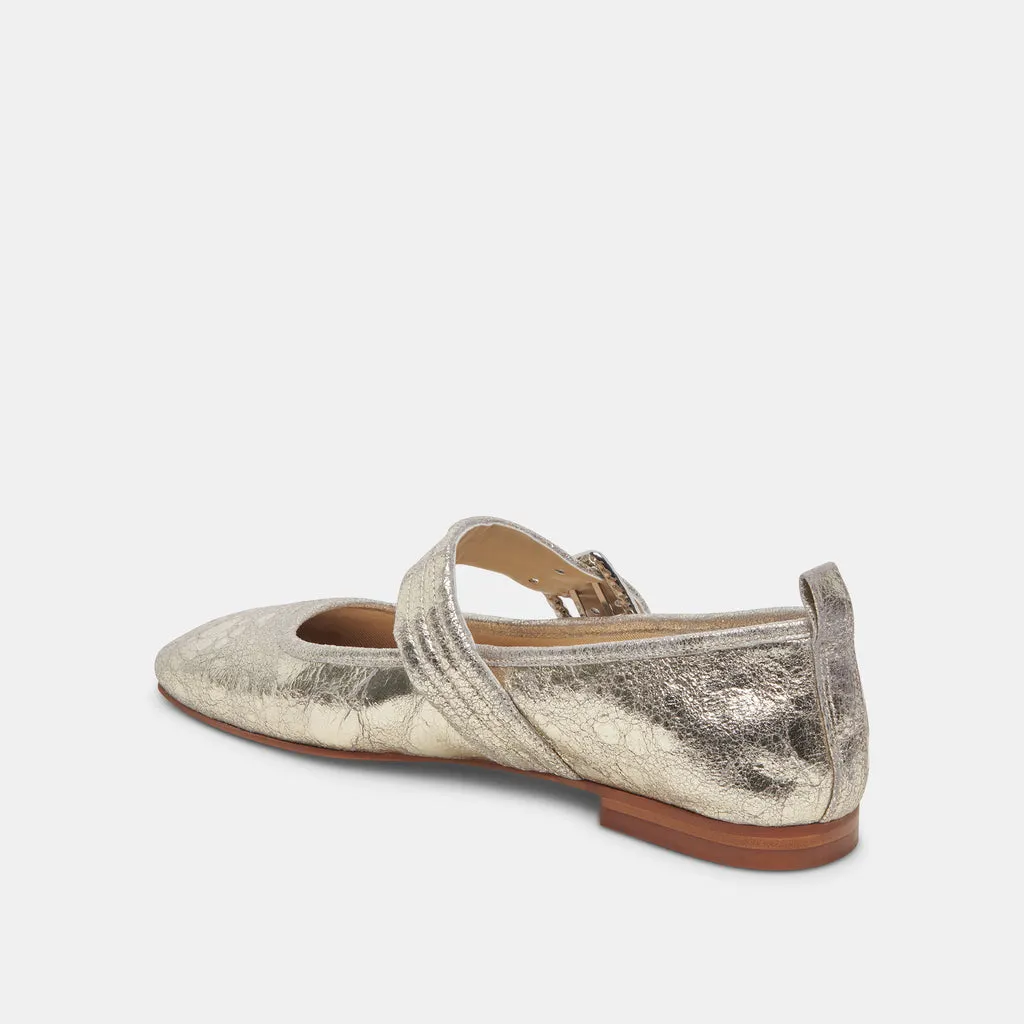 ARORA Ballet Flats Platinum Distressed Leather | Designer Ballet Flats– Dolce Vita 6908072558658