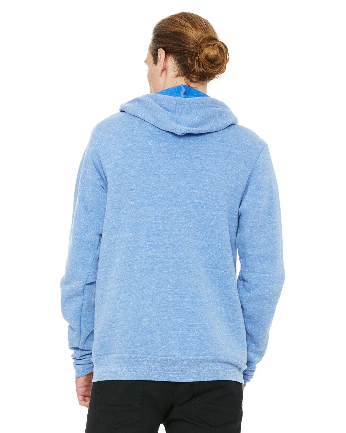 Bella + Canvas Unisex Triblend Sponge Fleece Full-Zip Hoodie 3909 Blue Triblend