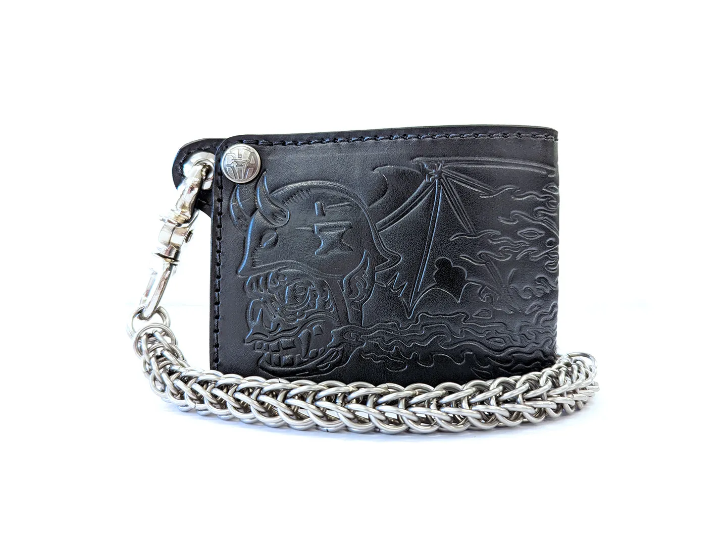 Bifold Leather Chain Wallet - Orc Rider