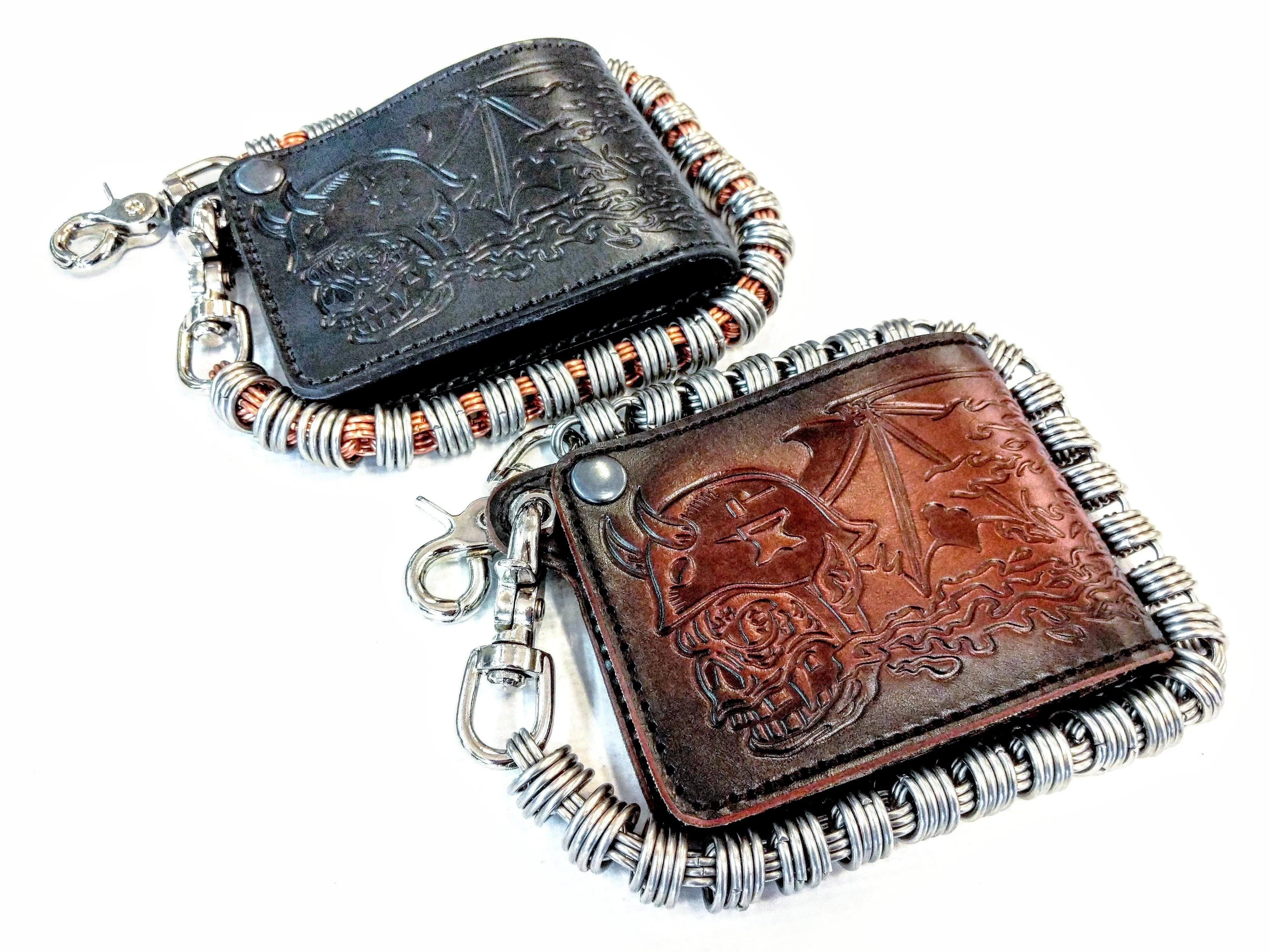 Bifold Leather Chain Wallet - Orc Rider