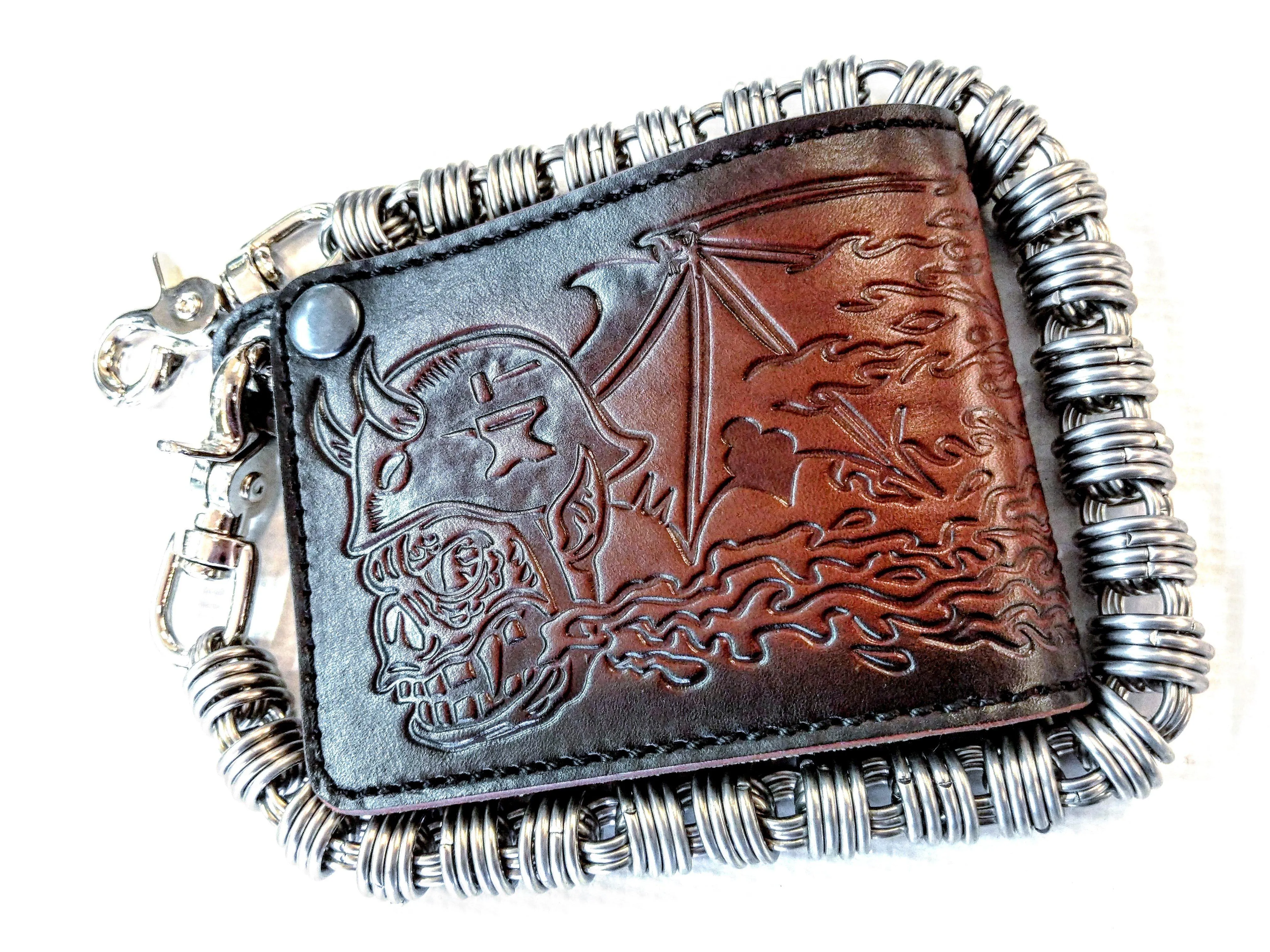 Bifold Leather Chain Wallet - Orc Rider