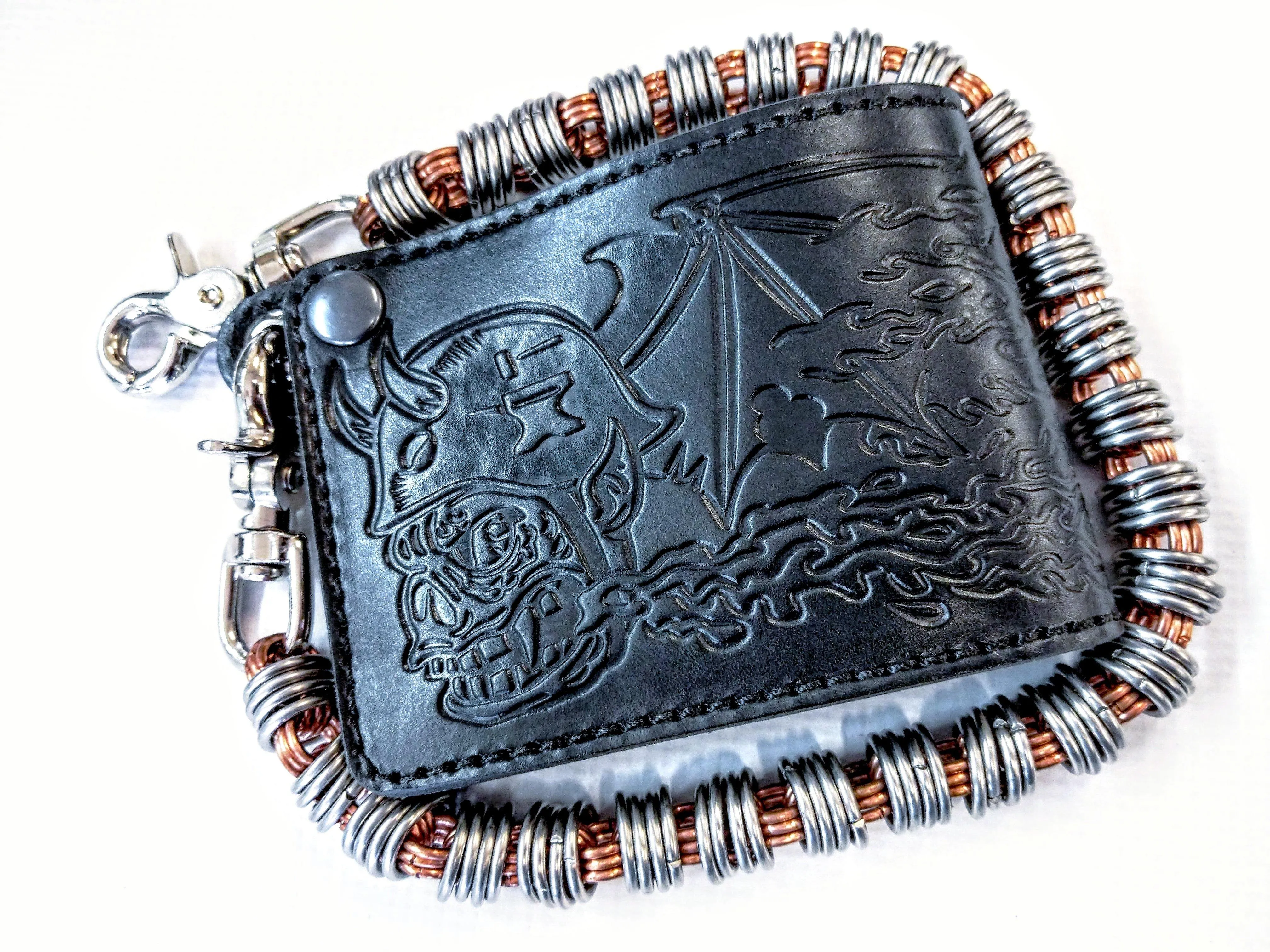 Bifold Leather Chain Wallet - Orc Rider