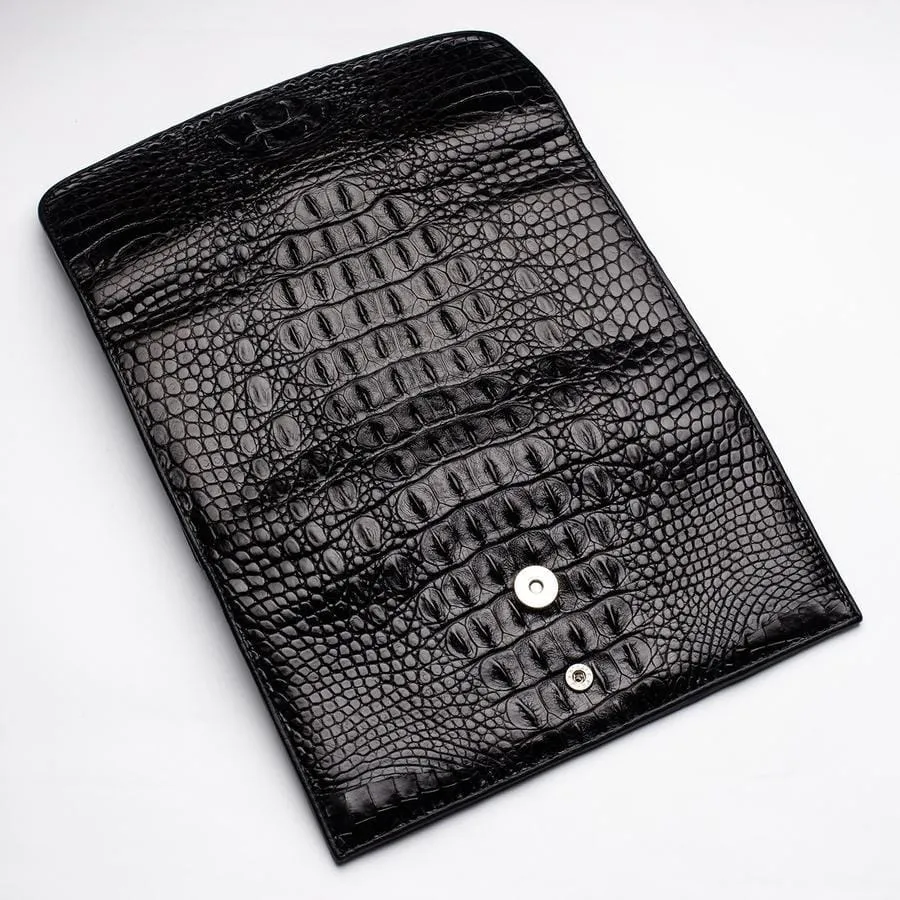 Black Genuine Crocodile Hornback Skin Womens Wallet