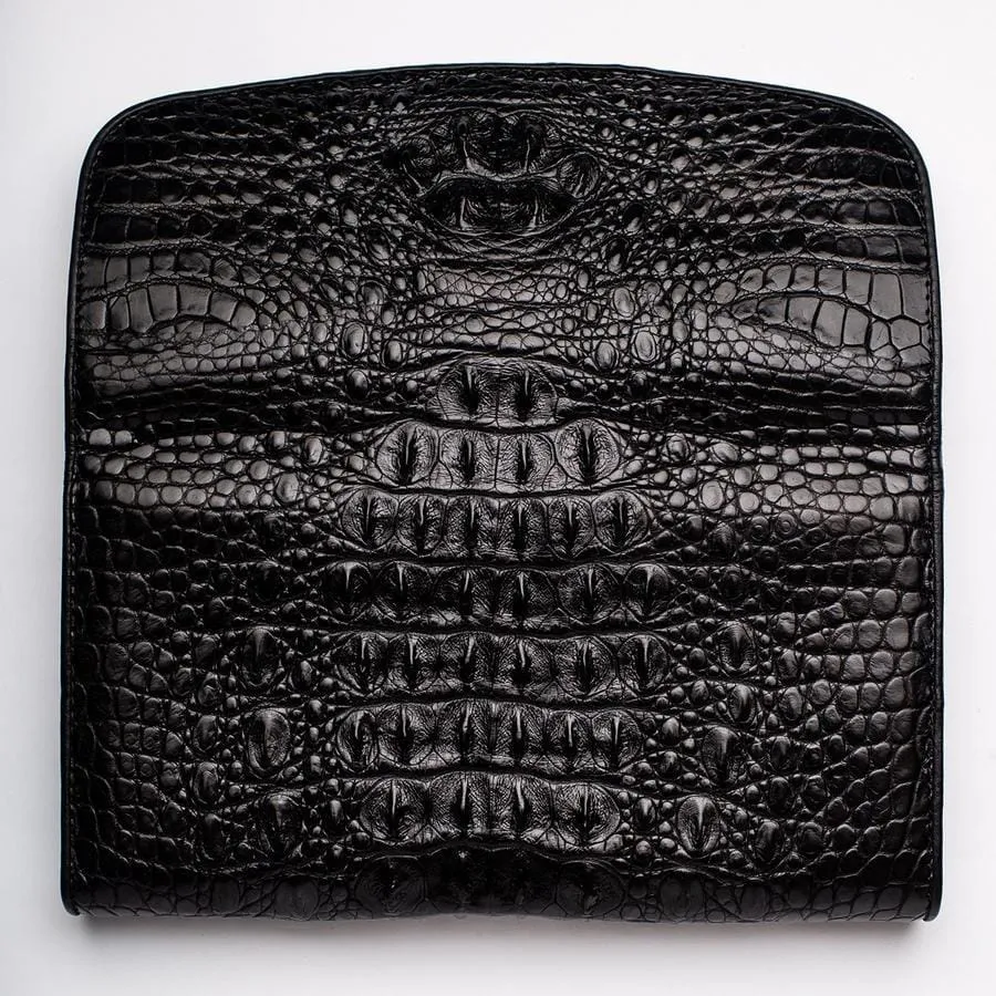 Black Genuine Crocodile Hornback Skin Womens Wallet