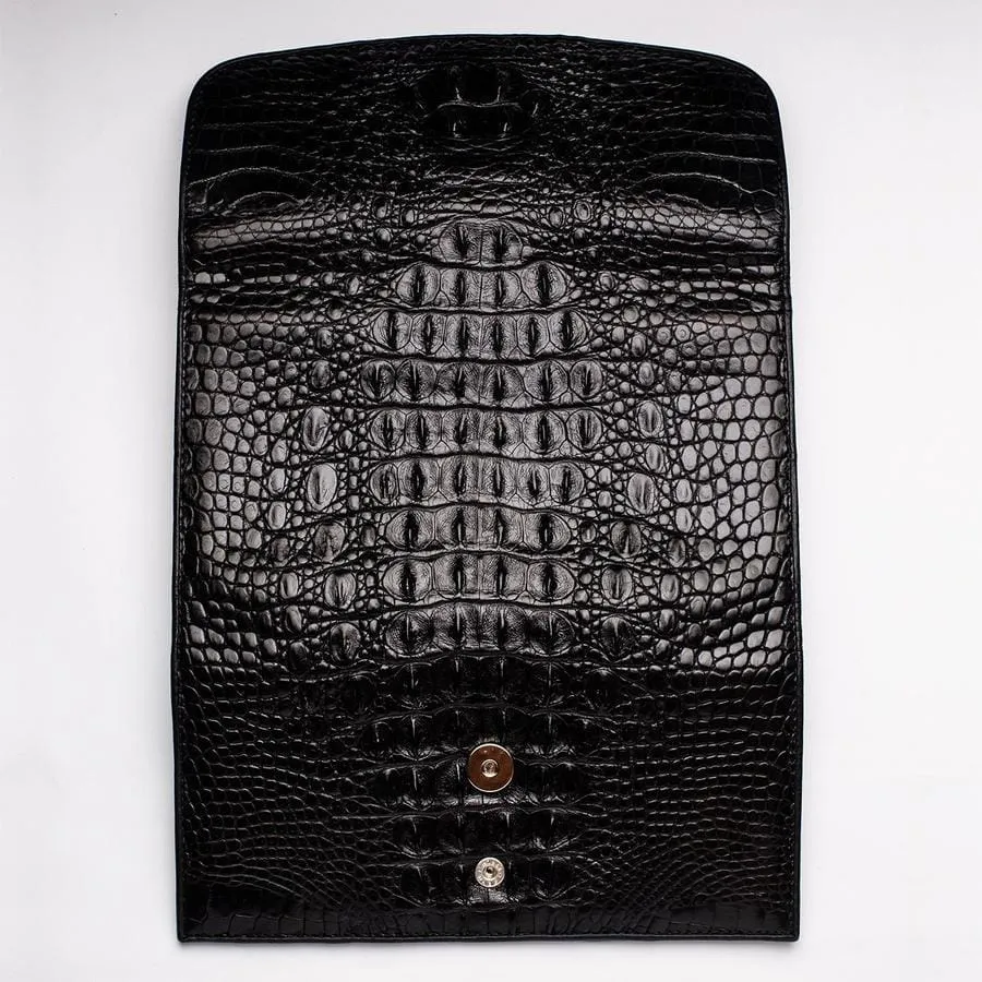 Black Genuine Crocodile Hornback Skin Womens Wallet