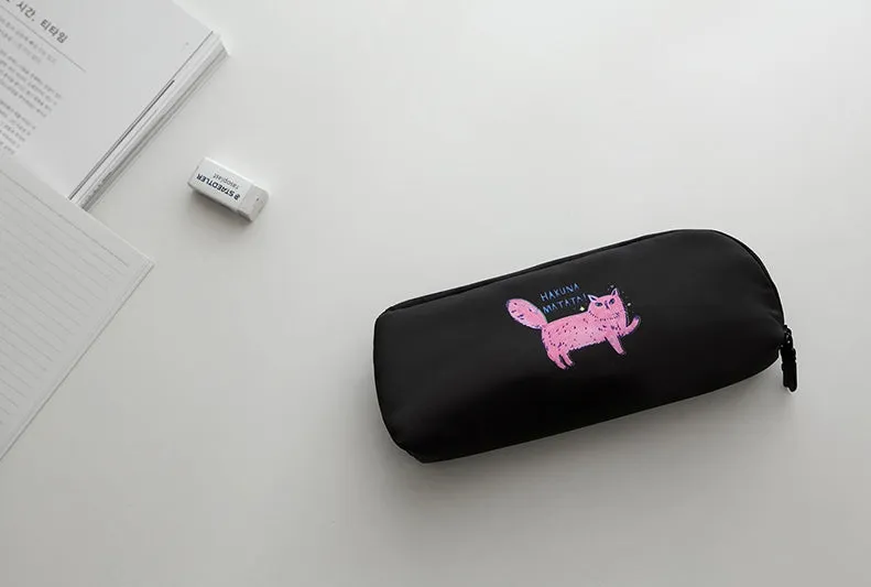 Black Pink Cats Graphic Pencil Cases Stationery Zipper School 19cm Office Cosmetics Pouches Artists Designer Prints Gifts Bags P