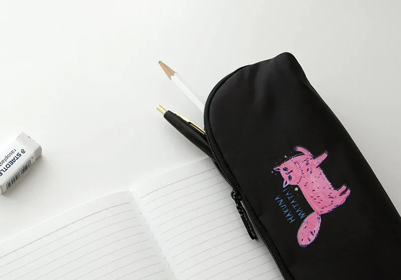 Black Pink Cats Graphic Pencil Cases Stationery Zipper School 19cm Office Cosmetics Pouches Artists Designer Prints Gifts Bags P