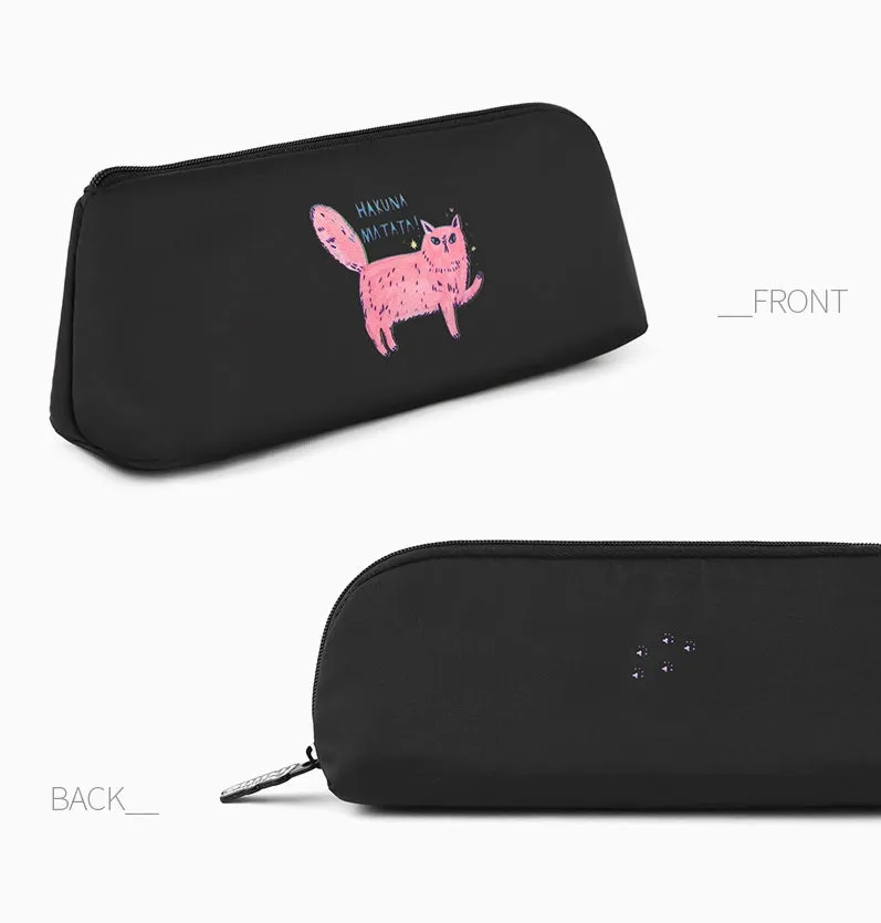 Black Pink Cats Graphic Pencil Cases Stationery Zipper School 19cm Office Cosmetics Pouches Artists Designer Prints Gifts Bags P