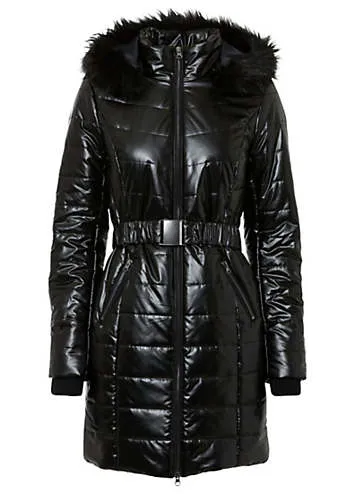 bonprix Glossy Belted Winter Coat | Grattan