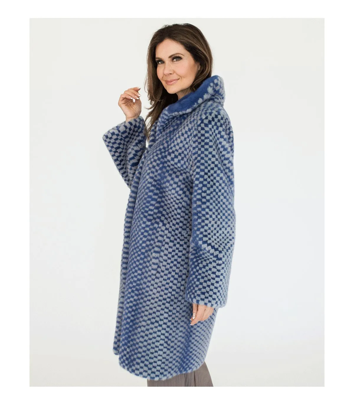 Checkered Mink Fur Coat at FurSource.com