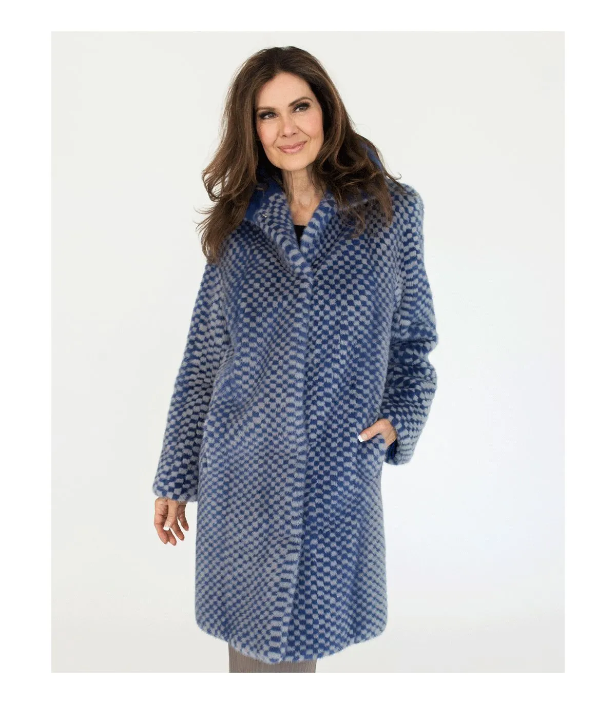 Checkered Mink Fur Coat at FurSource.com