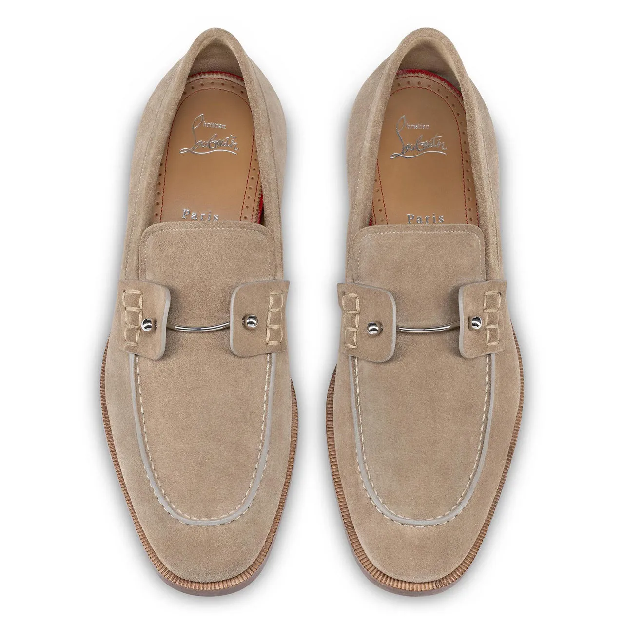 CHRISTIAN LOUBOUTIN Chambelimoc Leather Loafers - Beige