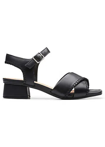 Clarks Black Leather Serina35 Cross Sandals | Grattan