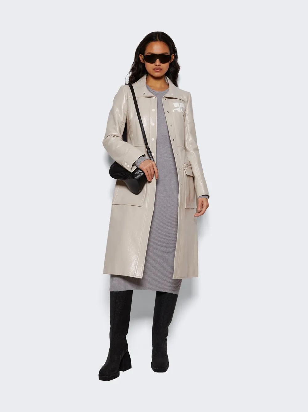 Courrèges   Vinyl Trench Coat Mastic Grey 