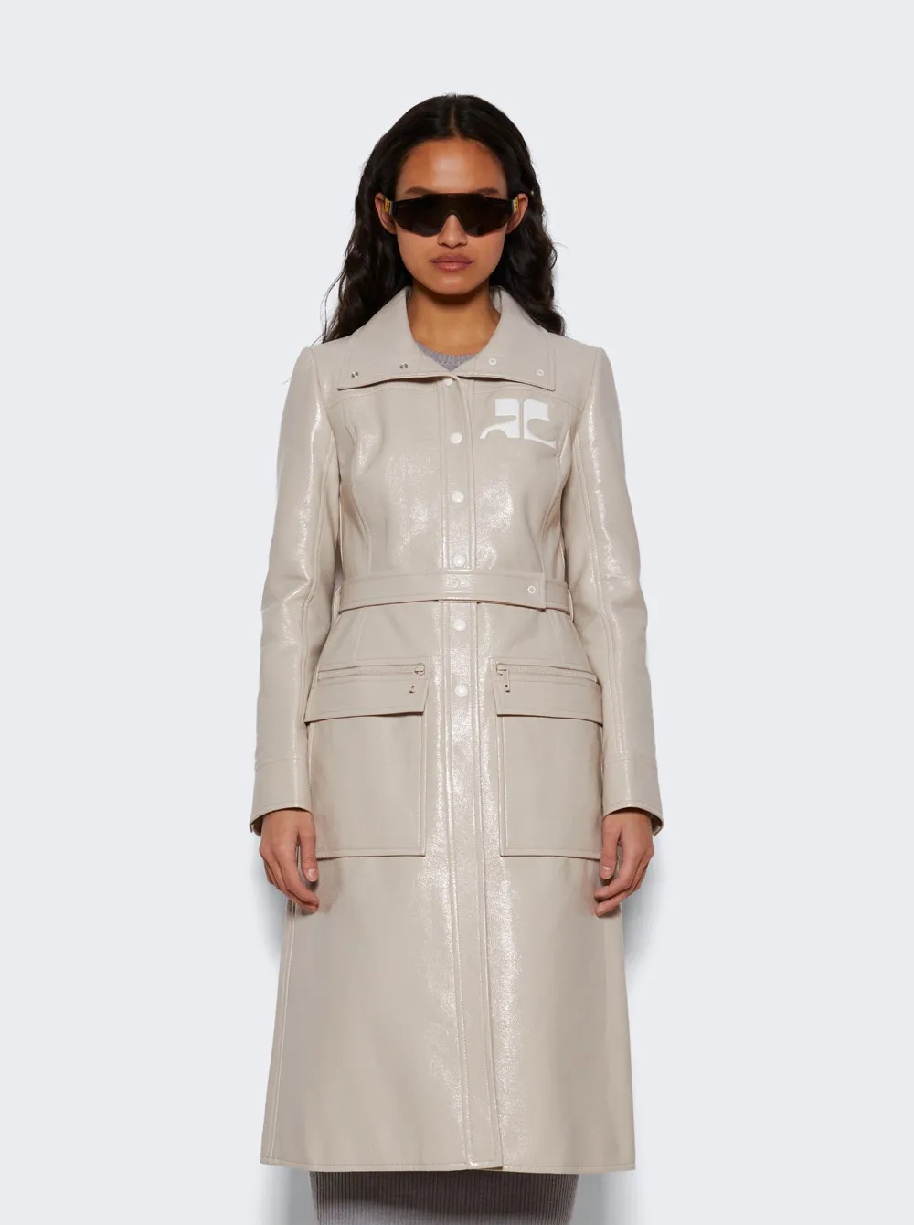 Courrèges   Vinyl Trench Coat Mastic Grey 