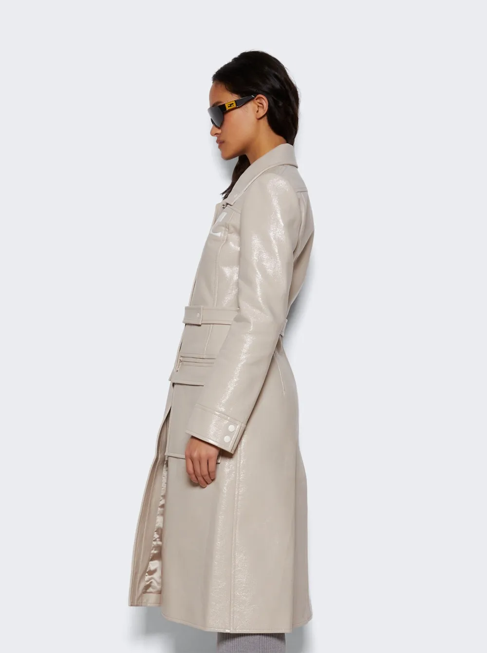 Courrèges   Vinyl Trench Coat Mastic Grey 