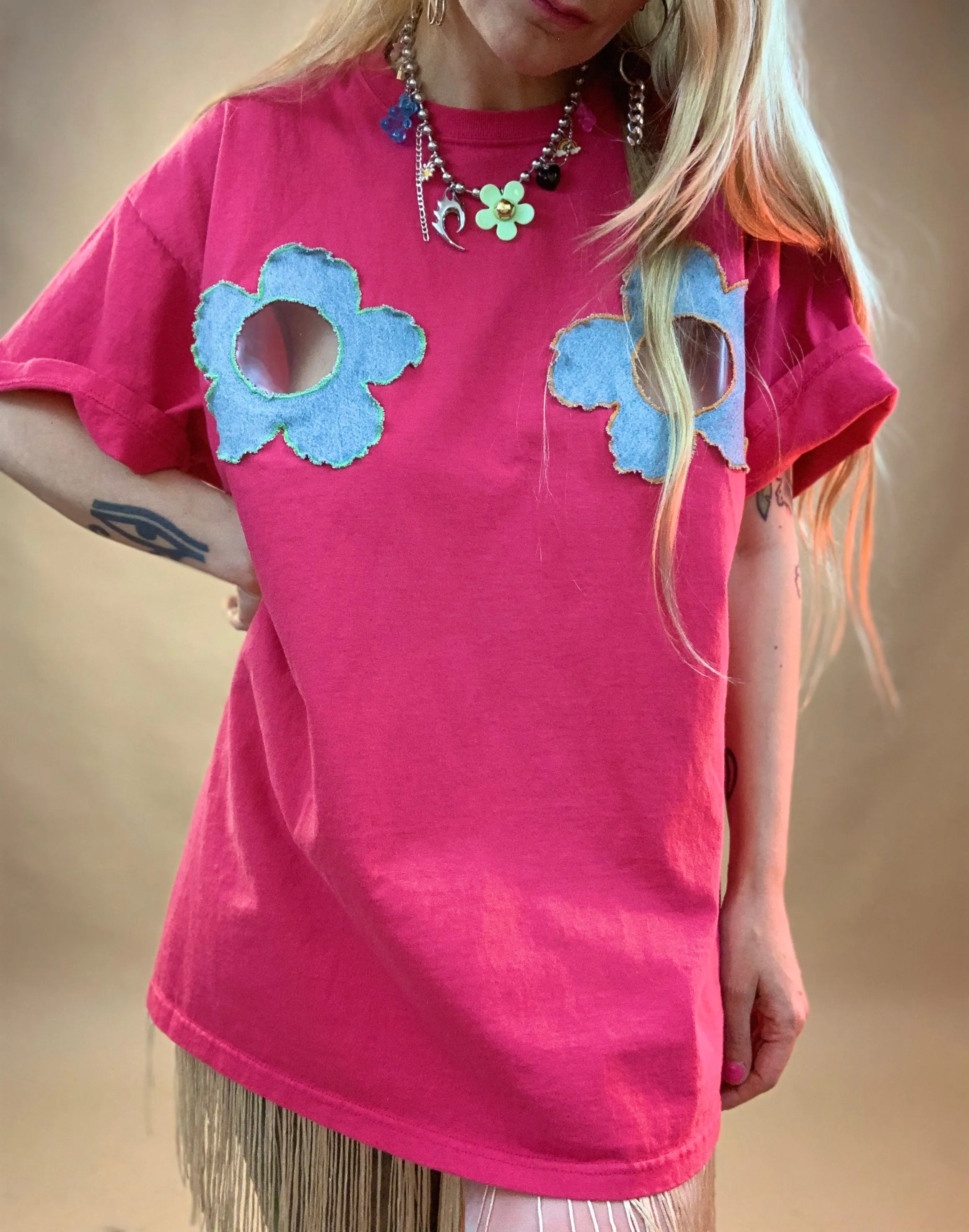 Custom vinyl scrap flower tee