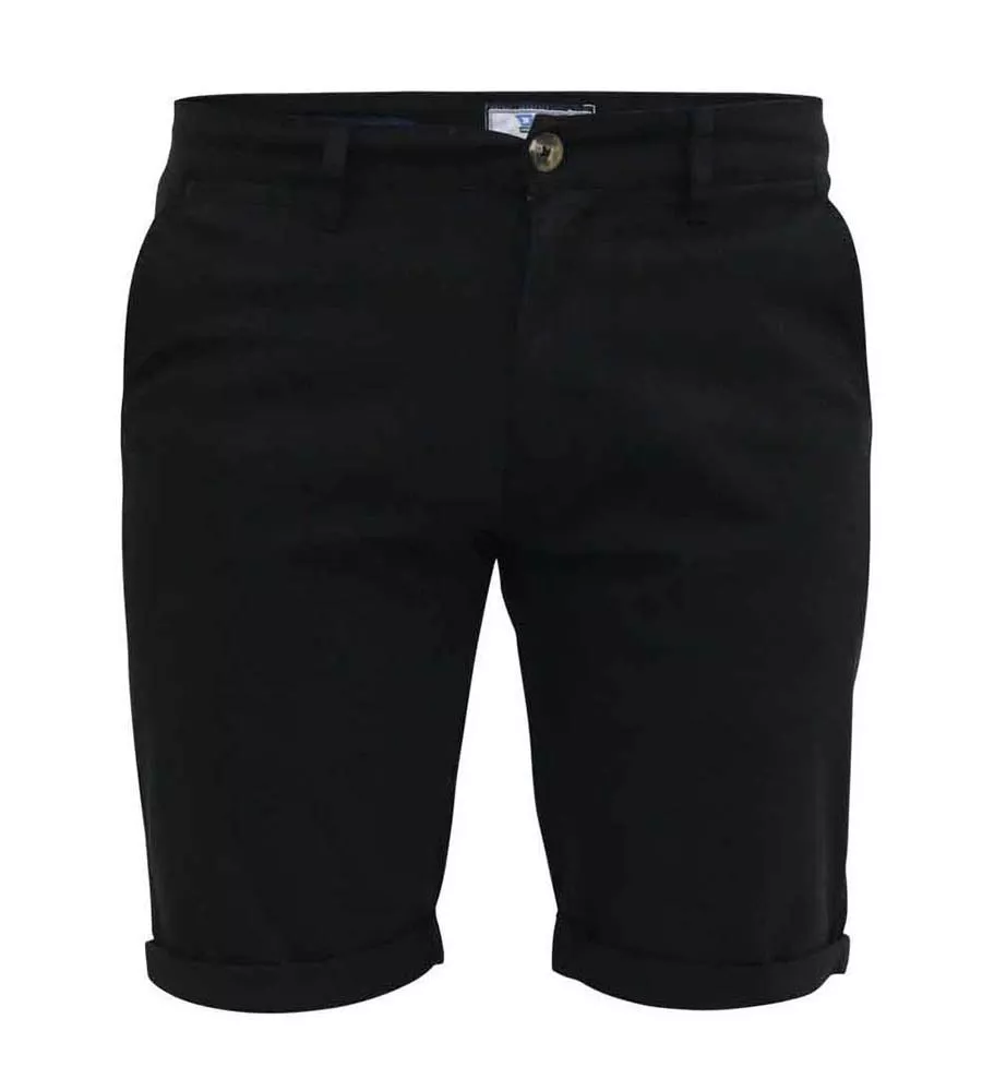 D555 Big Mens Black Stretch Chino Shorts (NELSON 2)