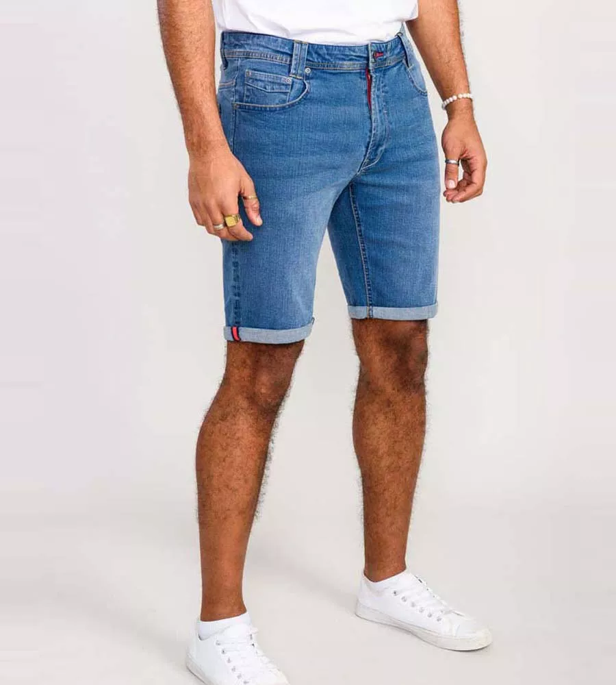 D555 Mens Blue Stretch Denim Shorts (SUFFOLK)