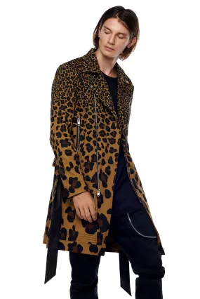 DENIM TRENCH IN LEOPARD