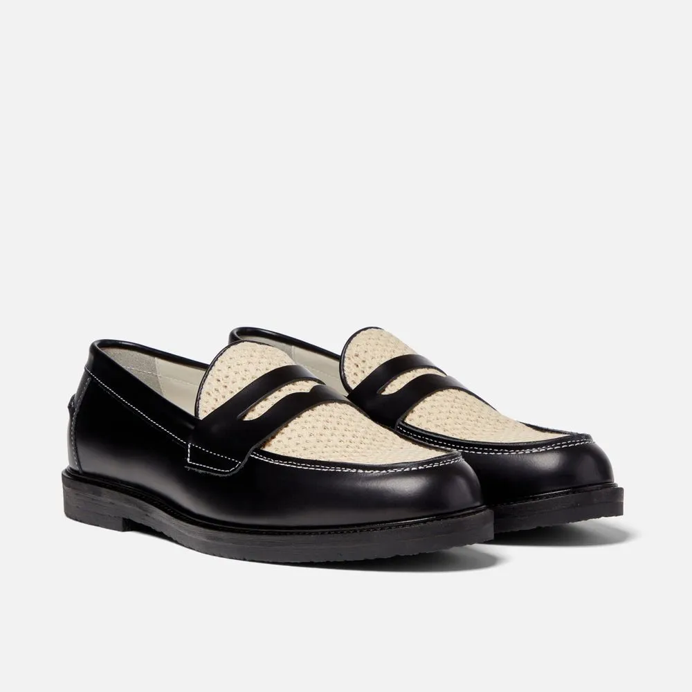 Duke + Dexter Wilde Black + White Rattan Penny Loafer - Men's