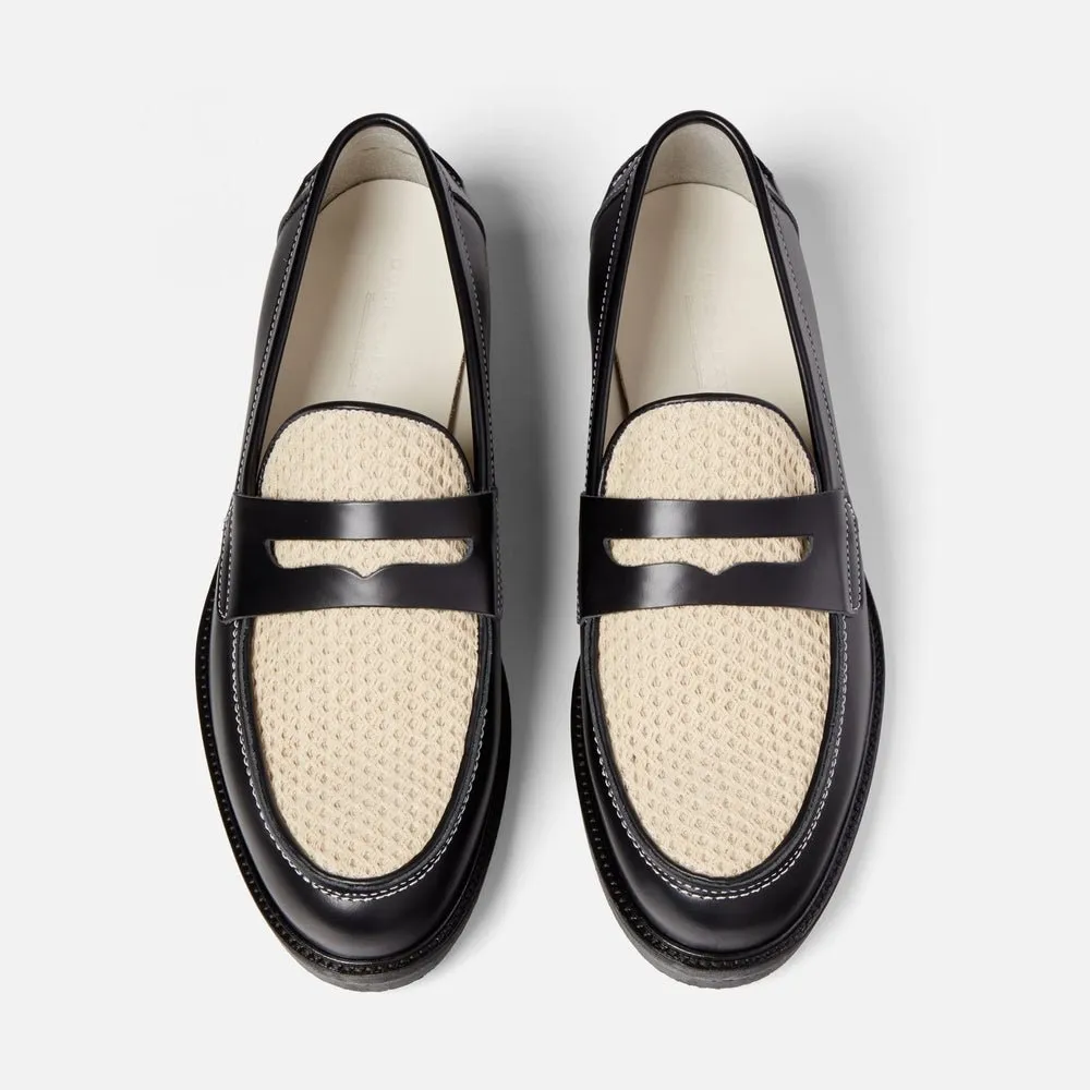 Duke + Dexter Wilde Black + White Rattan Penny Loafer - Men's