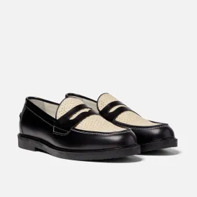 Duke + Dexter Wilde Black + White Rattan Penny Loafer - Men's