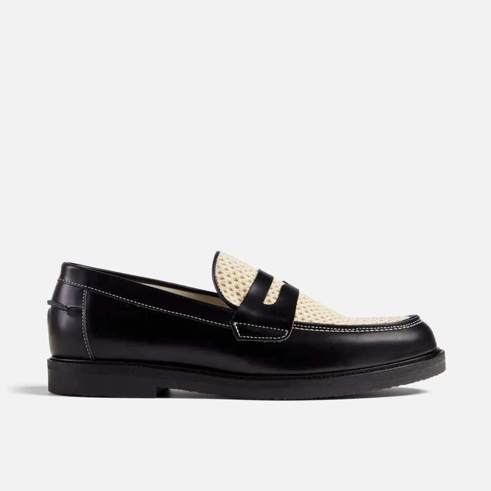 Duke + Dexter Wilde Black + White Rattan Penny Loafer - Men's