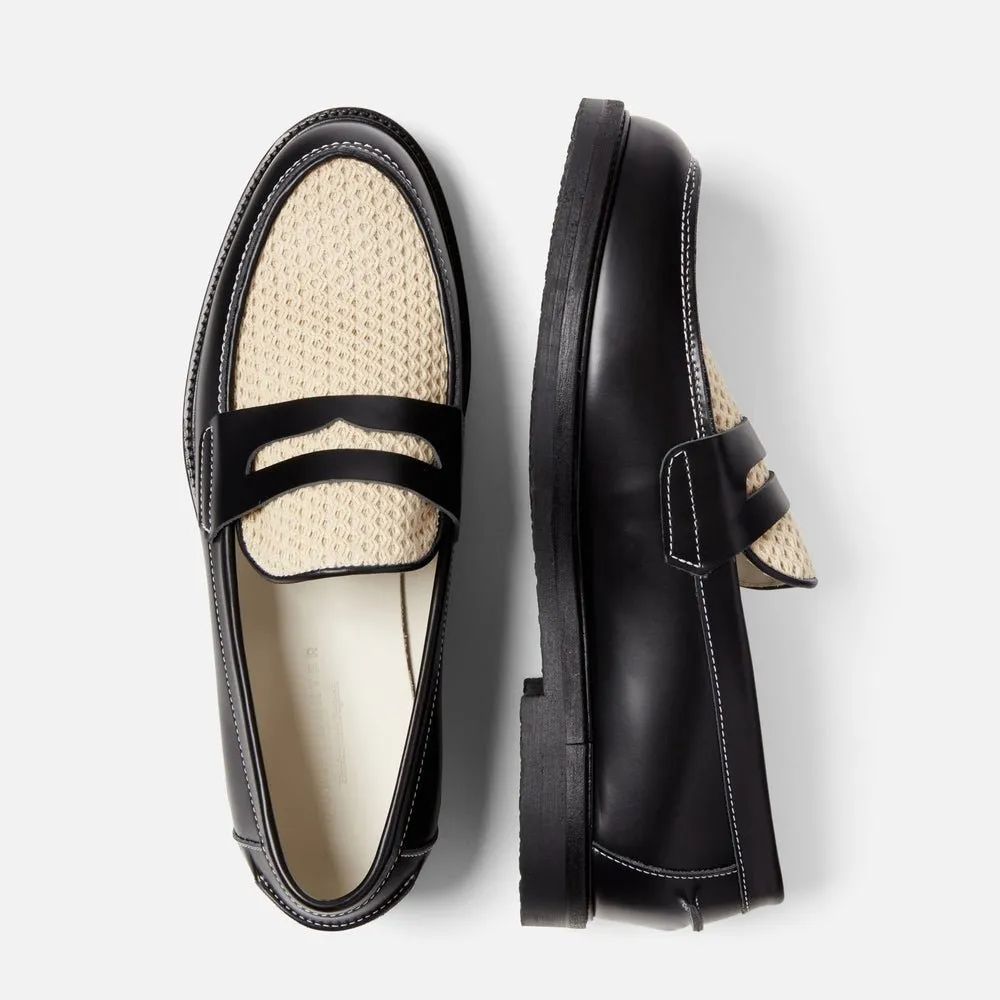 Duke + Dexter Wilde Black + White Rattan Penny Loafer - Men's