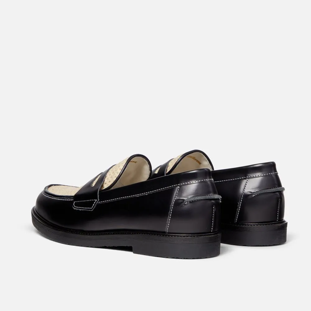 Duke + Dexter Wilde Black + White Rattan Penny Loafer - Men's