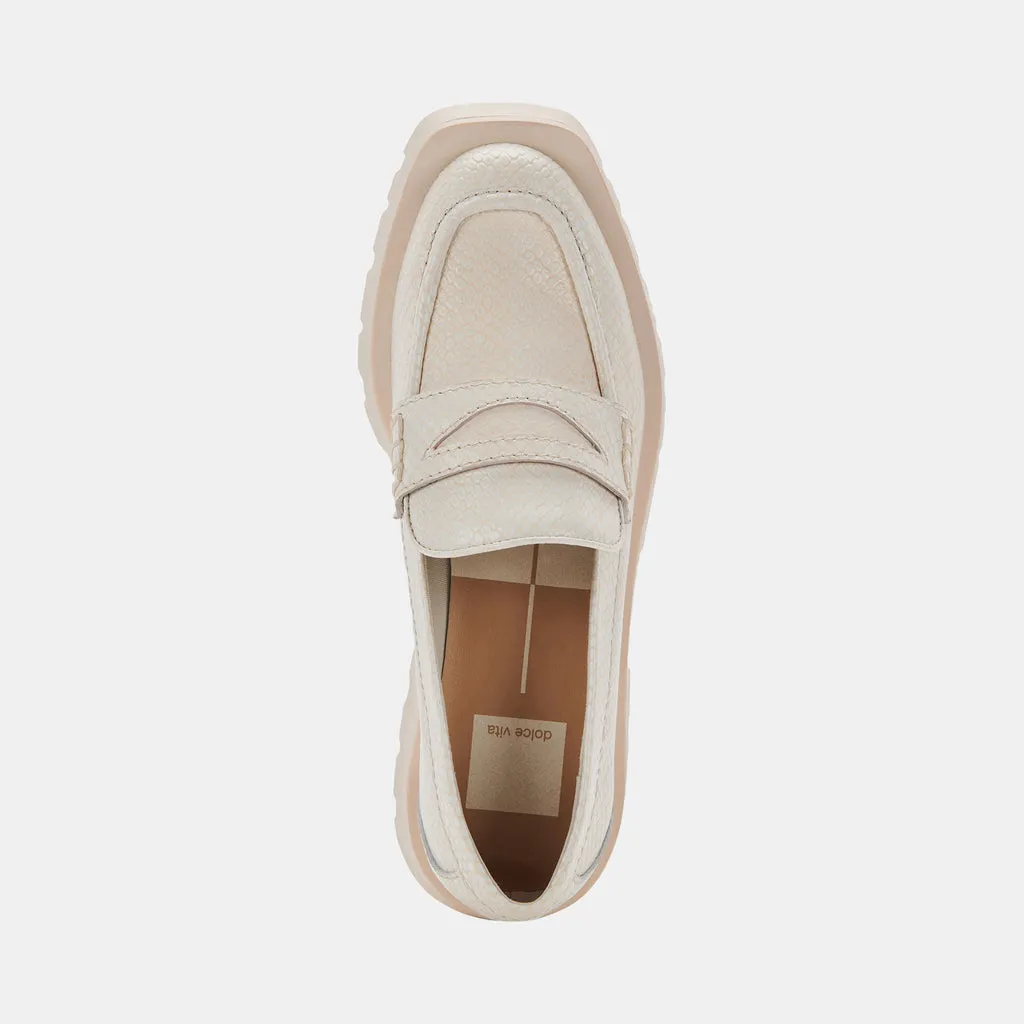 ELIAS FLATS IVORY EMBOSSED LEATHER– Dolce Vita 6770227478594