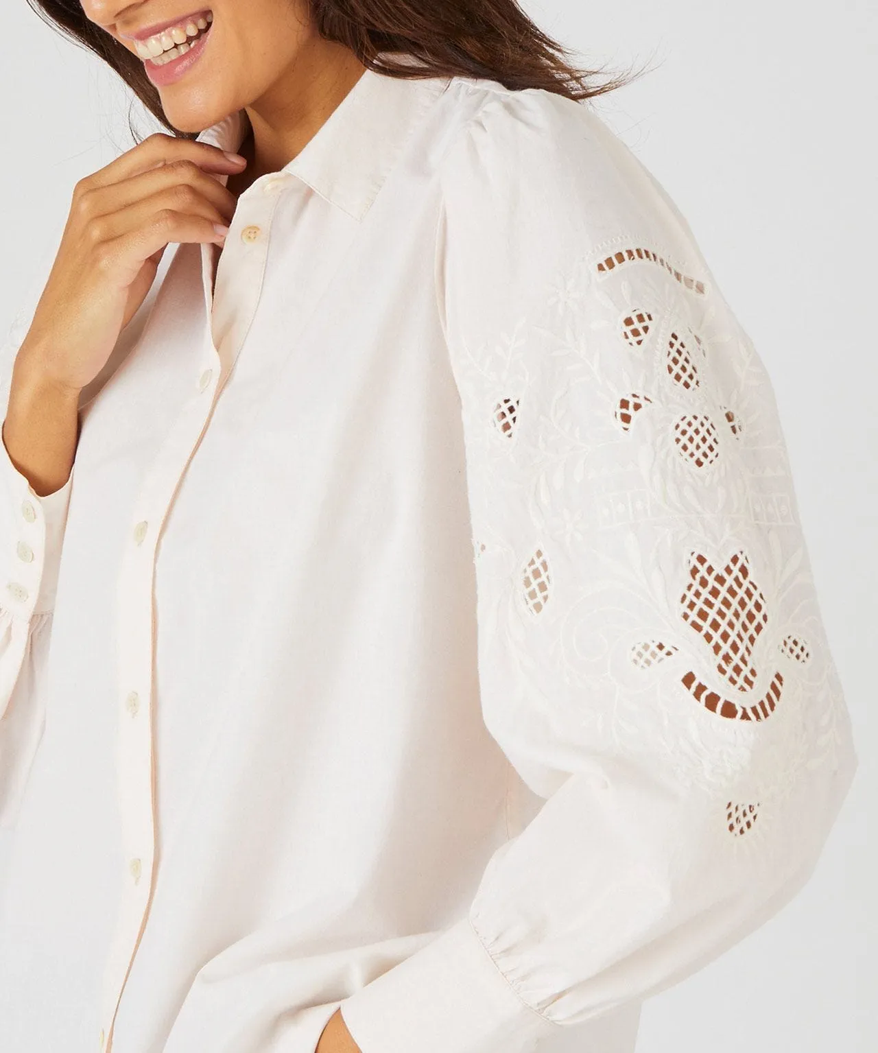 Embroidered Front Button Blouse