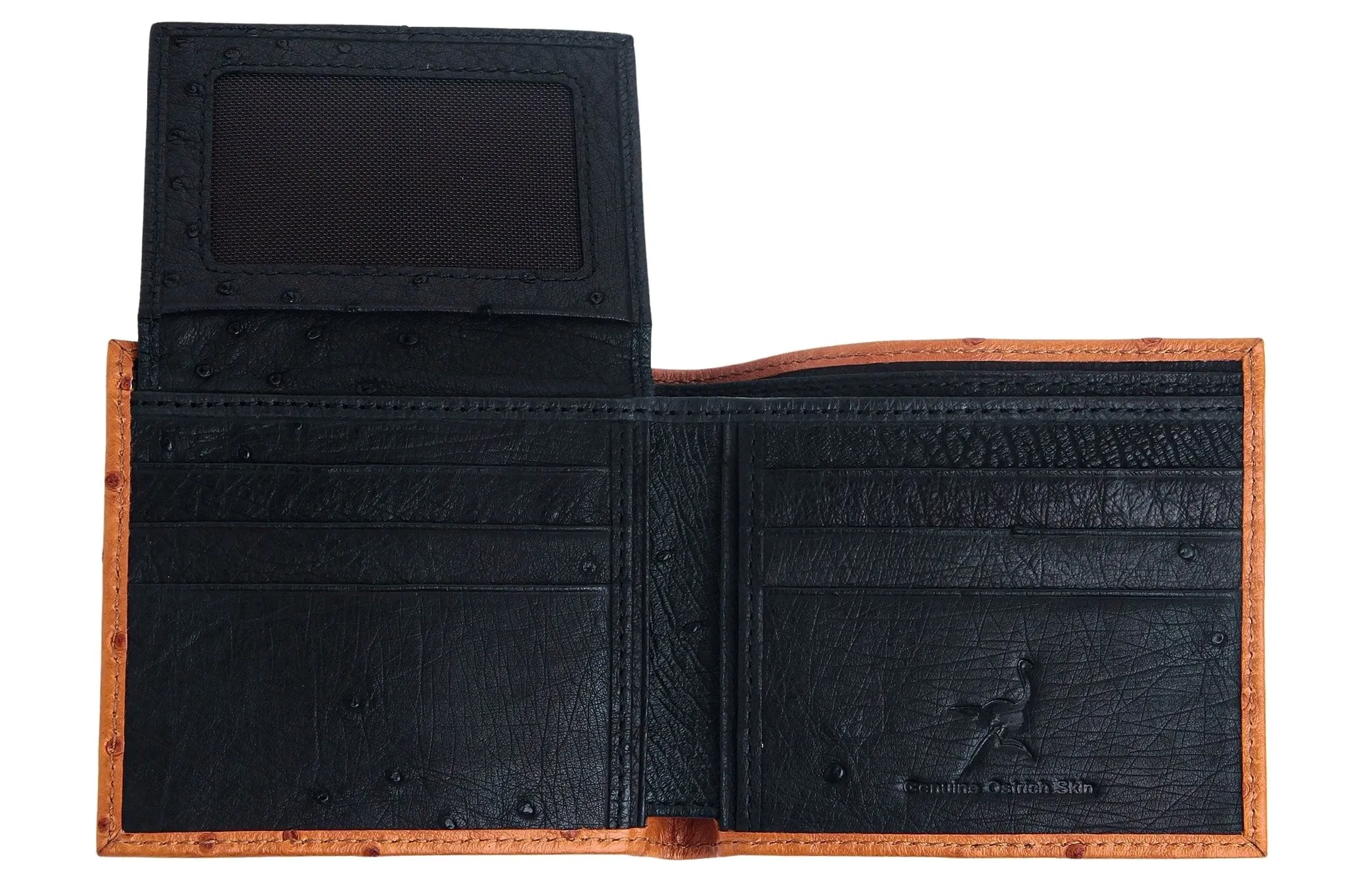 Exotic Twotone Tan Brown Ostrich Leather Wallet