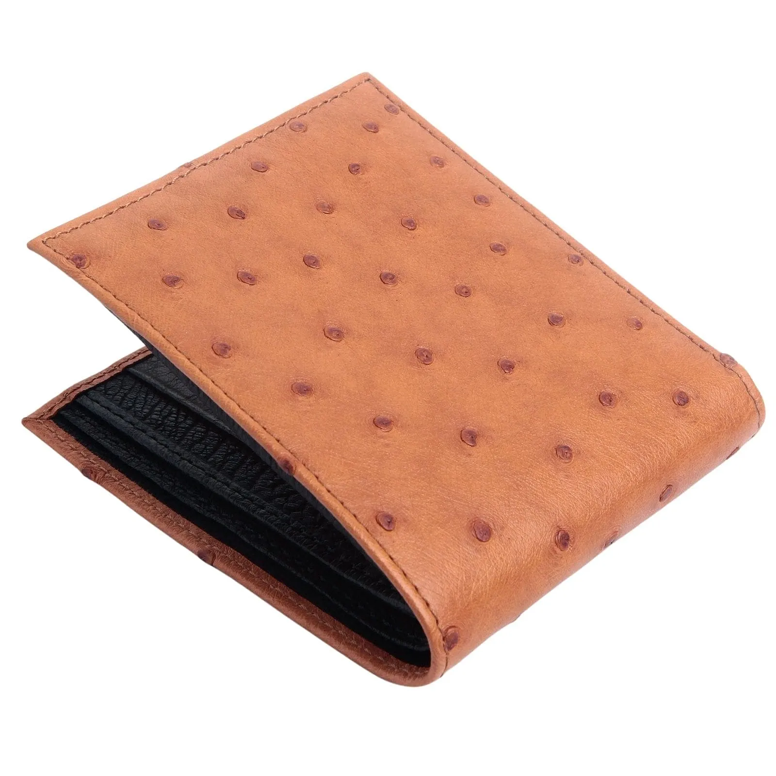 Exotic Twotone Tan Brown Ostrich Leather Wallet