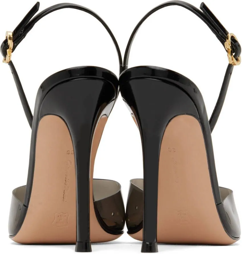 Gianvito Rossi Black Ribbon D'Orsay 85 Heels