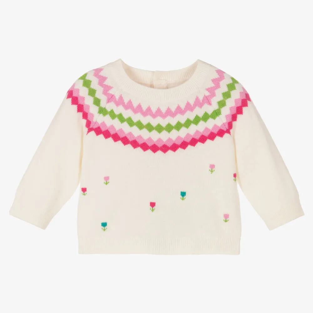 Girls Ivory Wool Sweater