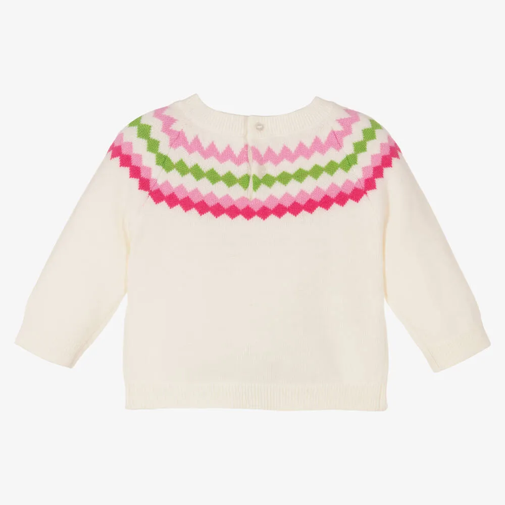 Girls Ivory Wool Sweater