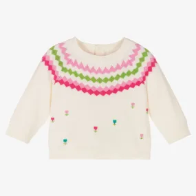 Girls Ivory Wool Sweater