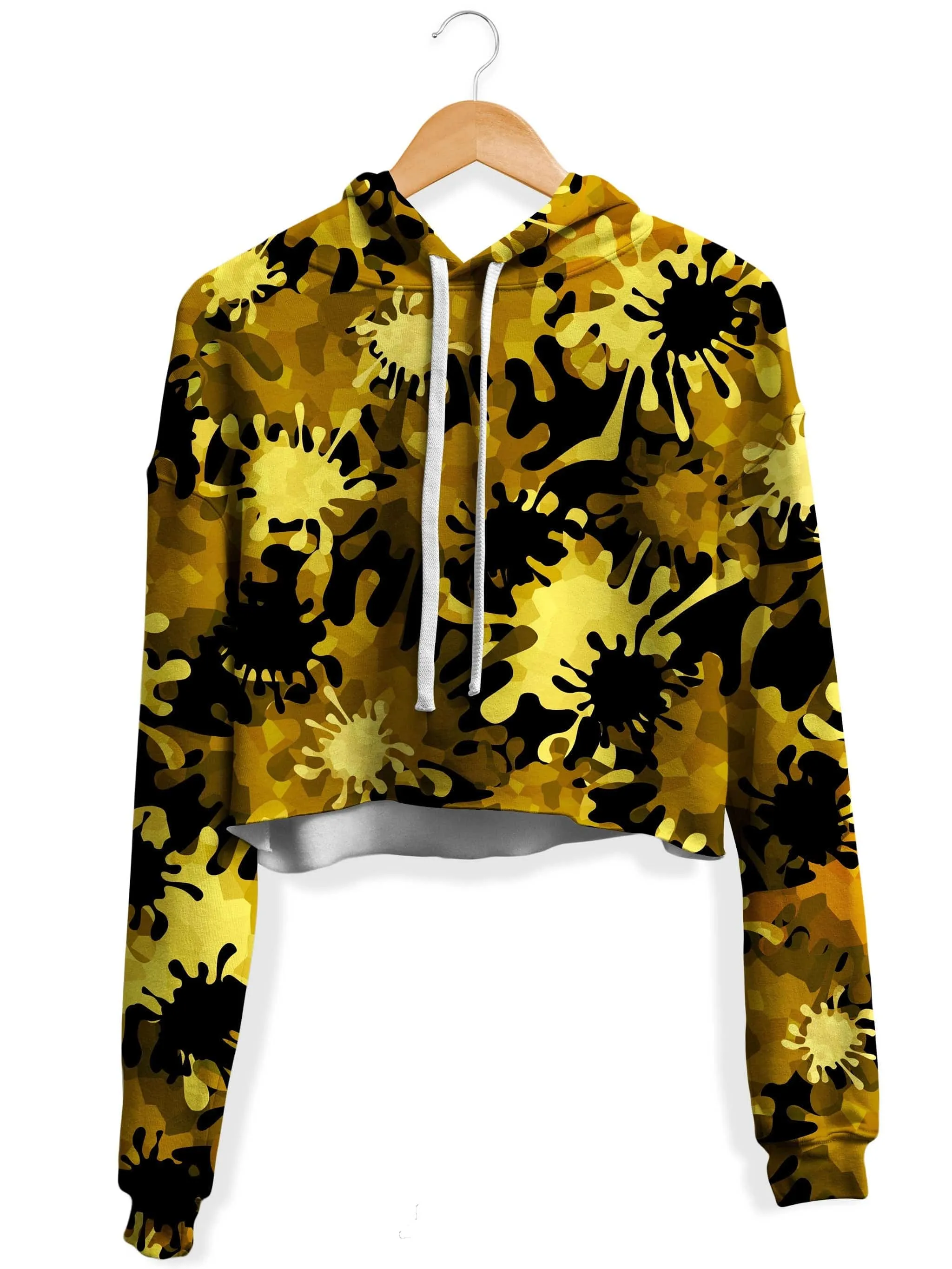 Gold Splatter Fleece Crop Hoodie