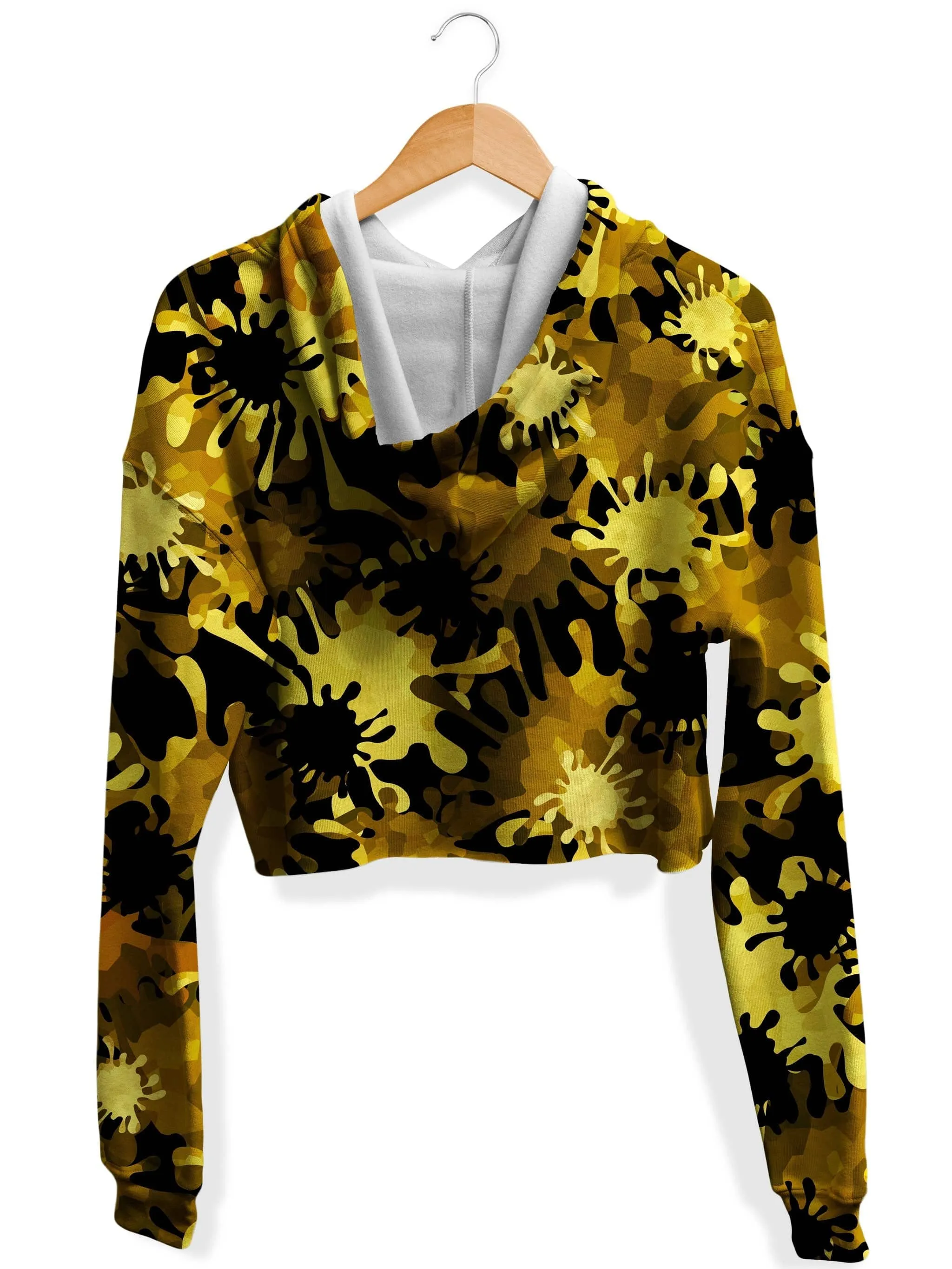 Gold Splatter Fleece Crop Hoodie