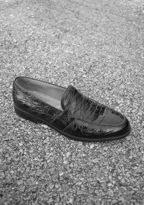 Gravati Travis Genuine Crocodile Loafer in Black