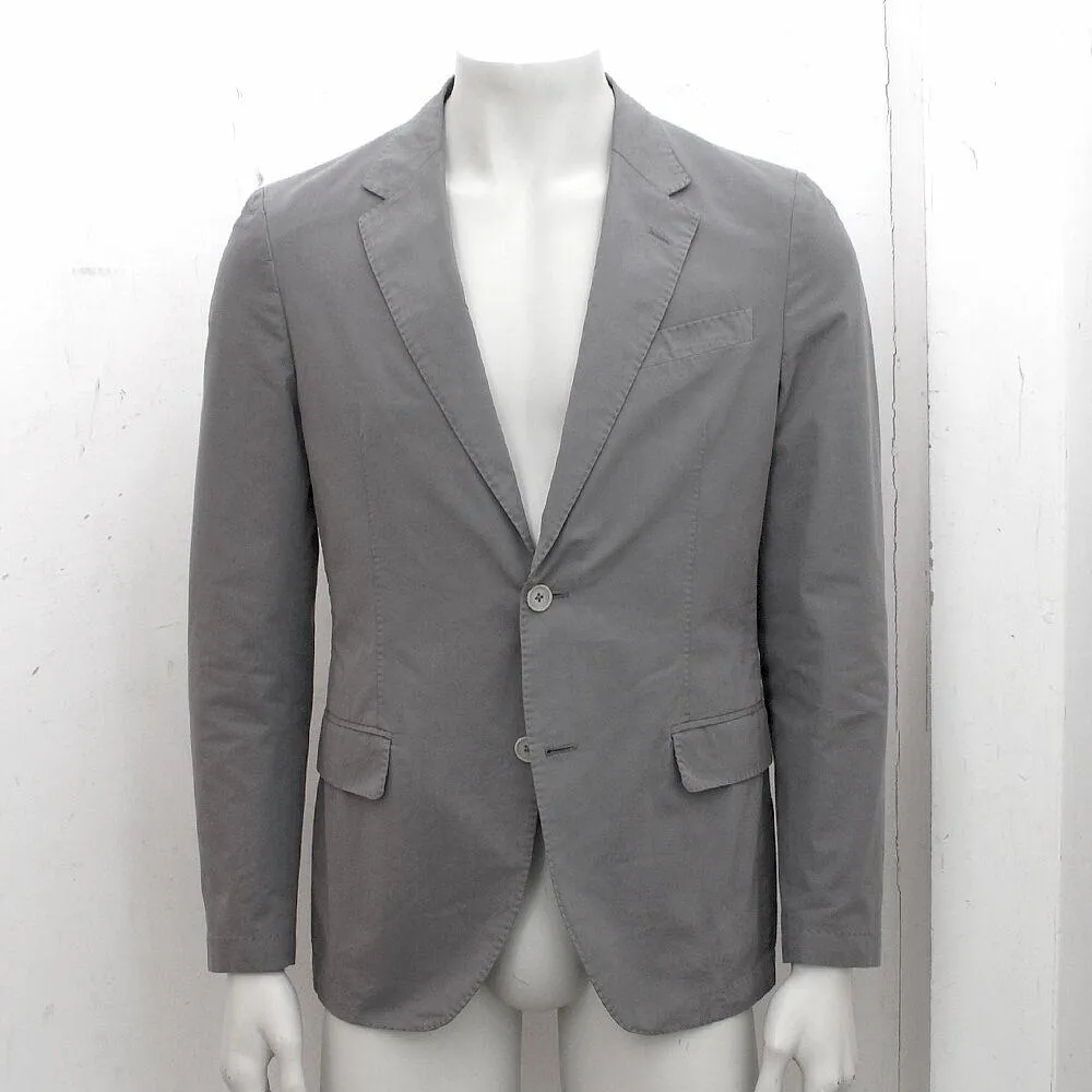 Grey Cotton Two Button Slim Fit Blazer Jacket