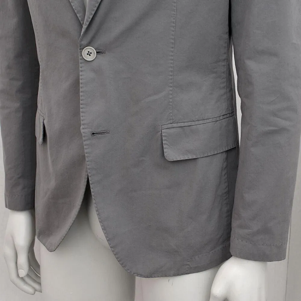 Grey Cotton Two Button Slim Fit Blazer Jacket